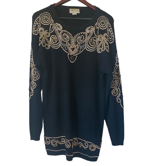 Vintage Paola Conte Beaded Sweater Size Large - Picture 1 of 10
